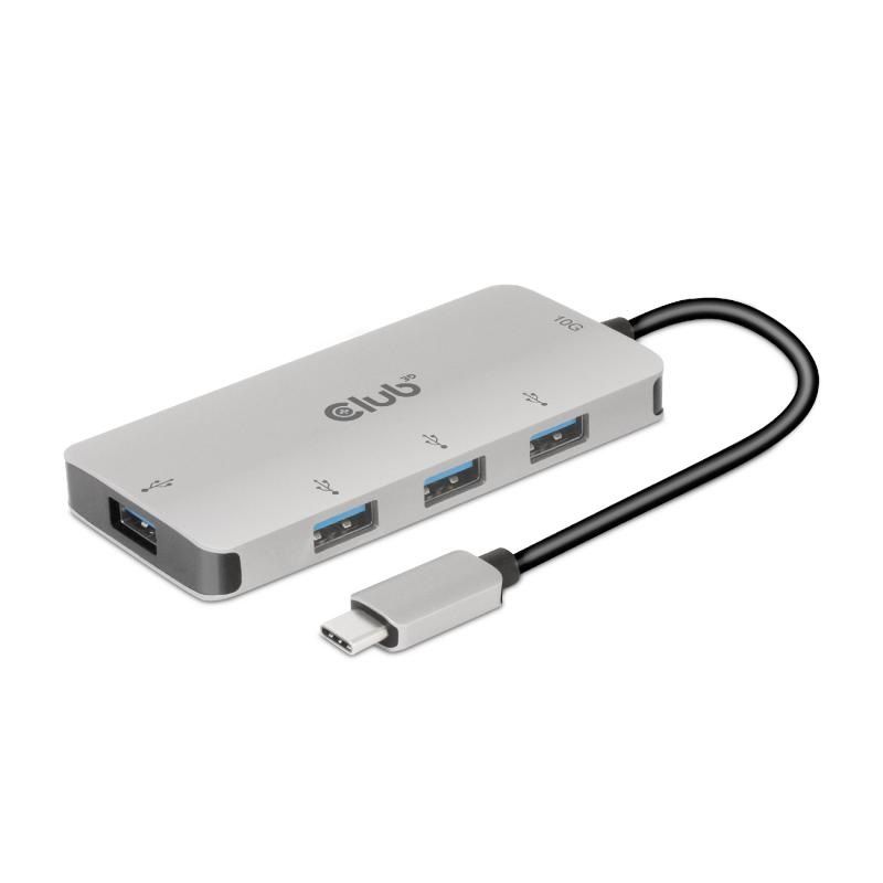 Club3D USB Gen2 Type-C to 10Gbps 4x USB Type-A Hub Silver