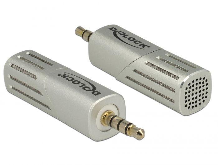 DeLock Condenser Microphone Uni-Directional for Smartphone / Tablet 3.5 mm 4 Pin Stereo Jack 90° angleable Silver