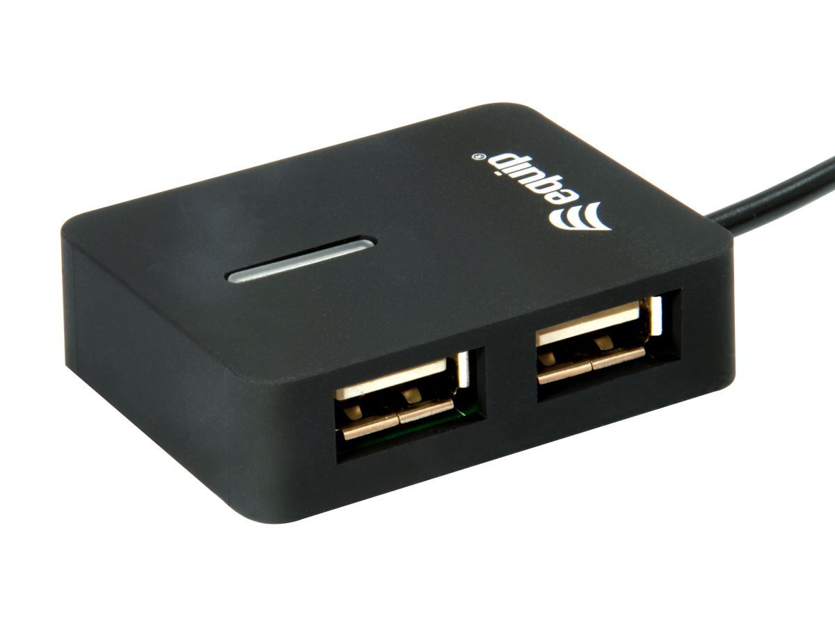 EQuip 4 Ports Travel USB Hub Black