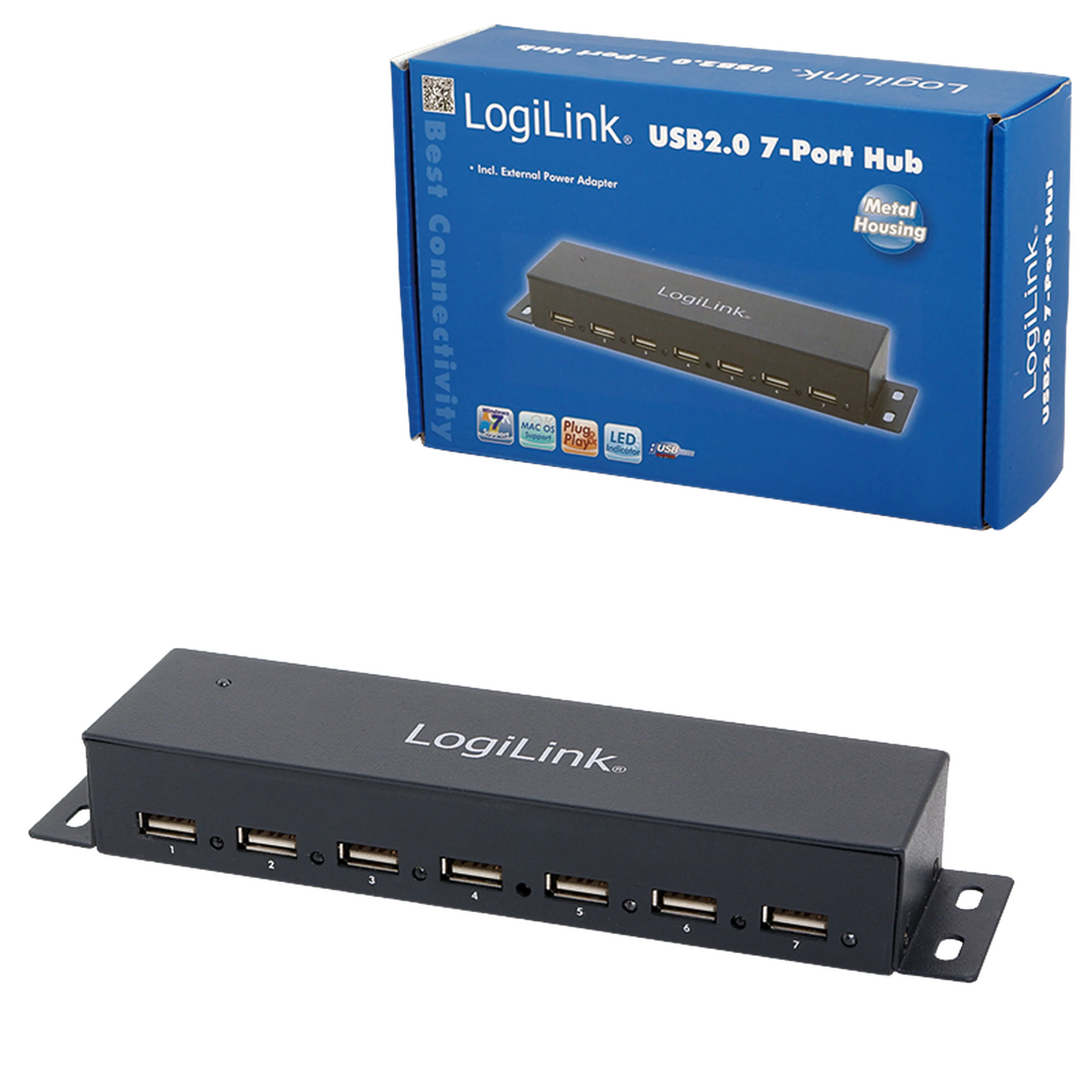 Logilink USB 2.0 hub 7-port Metal