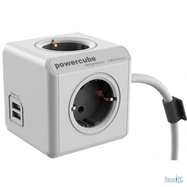 Allocacoc PowerCube Extended with USB 1,5m White/Grey