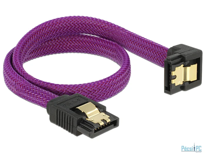 DeLock SATA cable 6 Gb/s 30cm down / straight metal Purple Premium