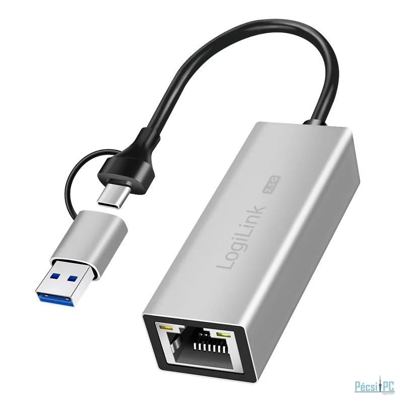 Logilink USB-A/-C to 2,5G Ethernet adapter Grey