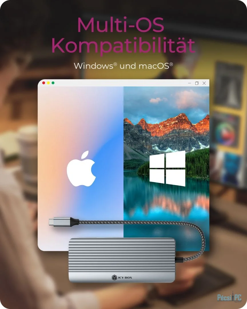 Raidsonic IcyBox IB-DK4040A-CPD USB-C Docking Station Grey