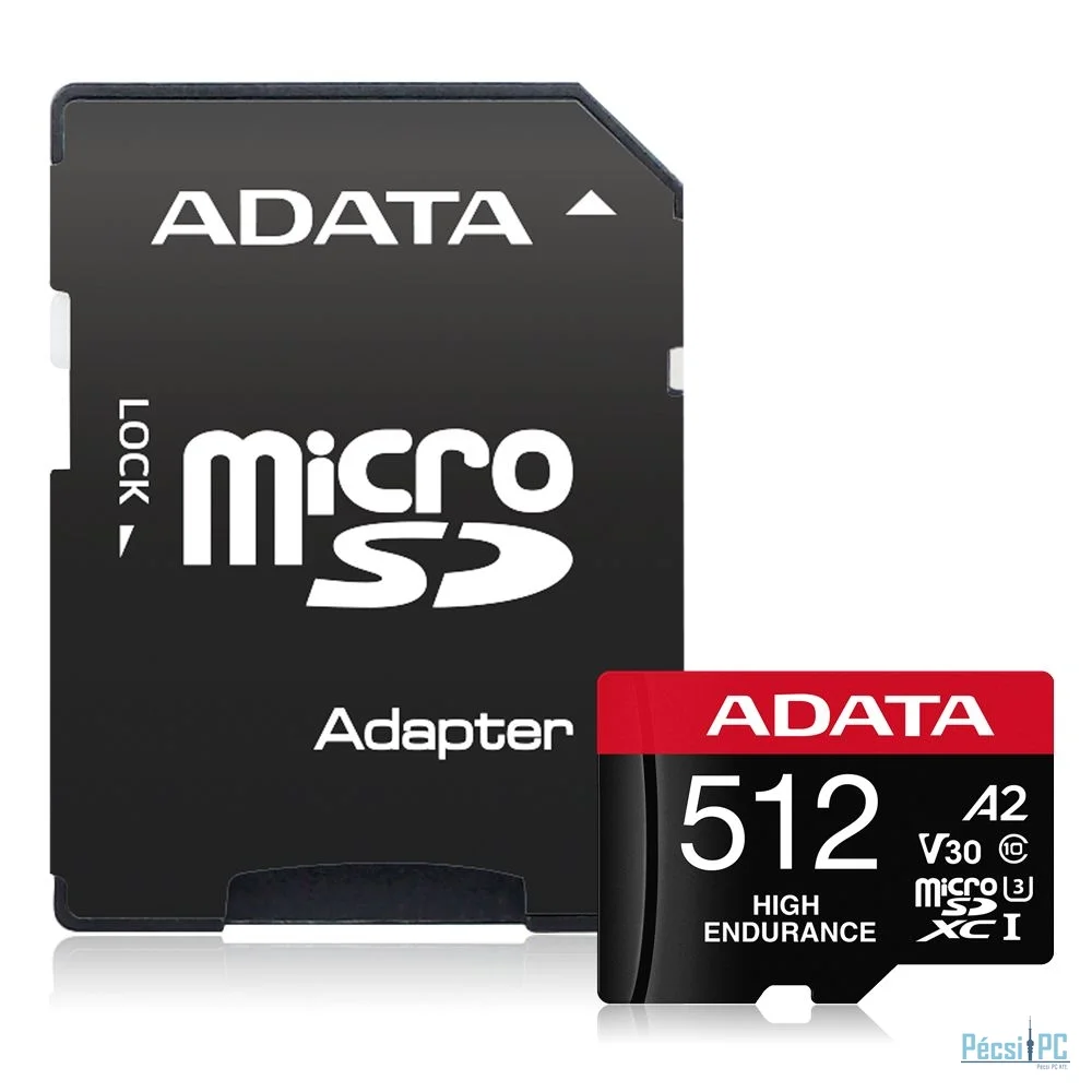 A-Data 512GB microSDXC High Endurance UHS-I U3 Class 10 V30S + adapterrel