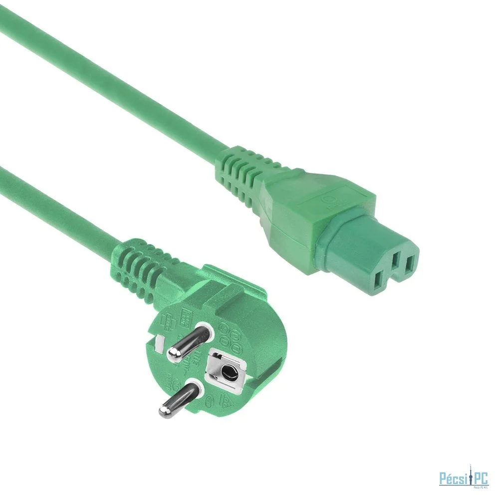 ACT ACT Powercord mains connector Schuko CEE 7/7 male (angled) - C15 IEC 60320 green 1.5 m