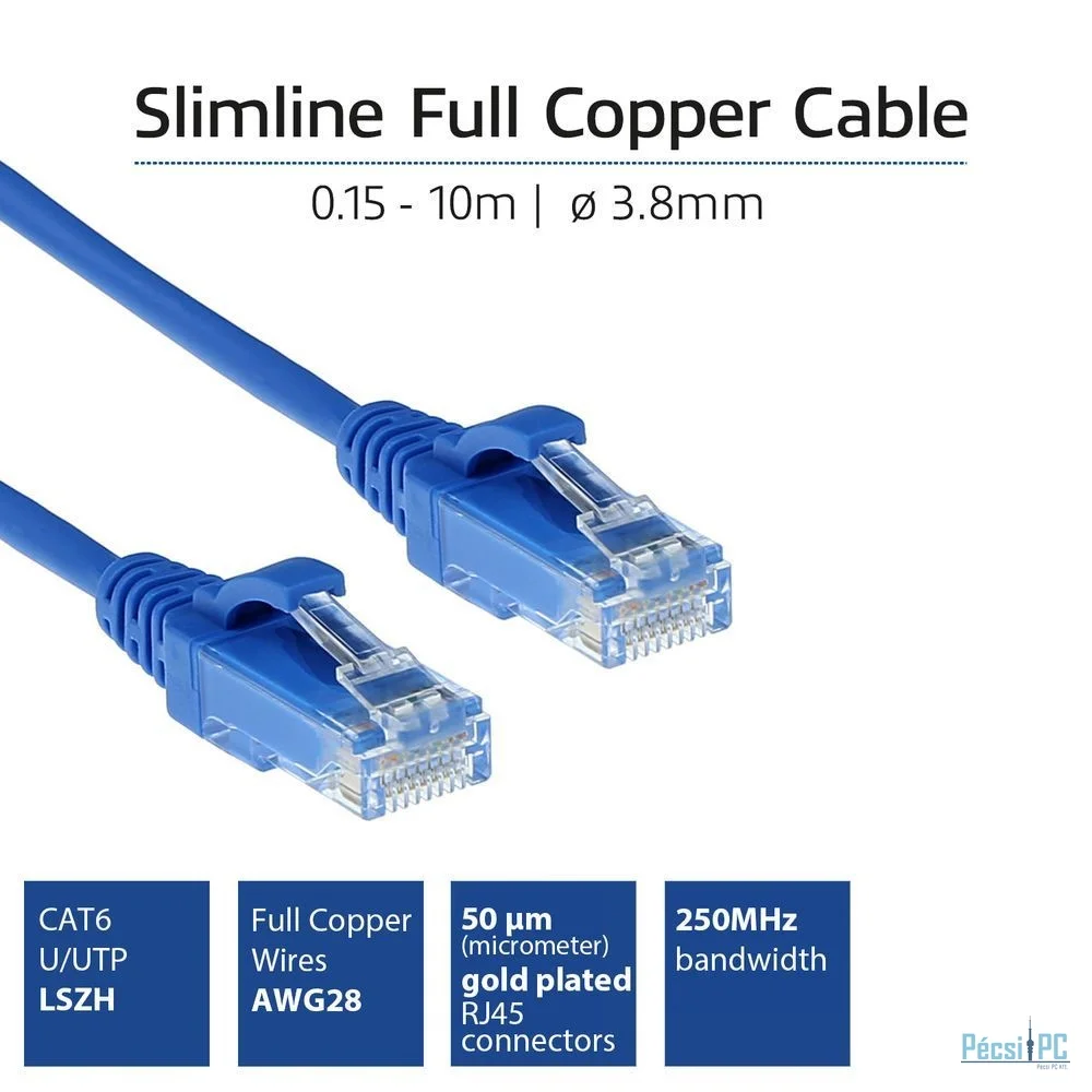 ACT CAT6 U-UTP Patch Cable 0,15m Blue