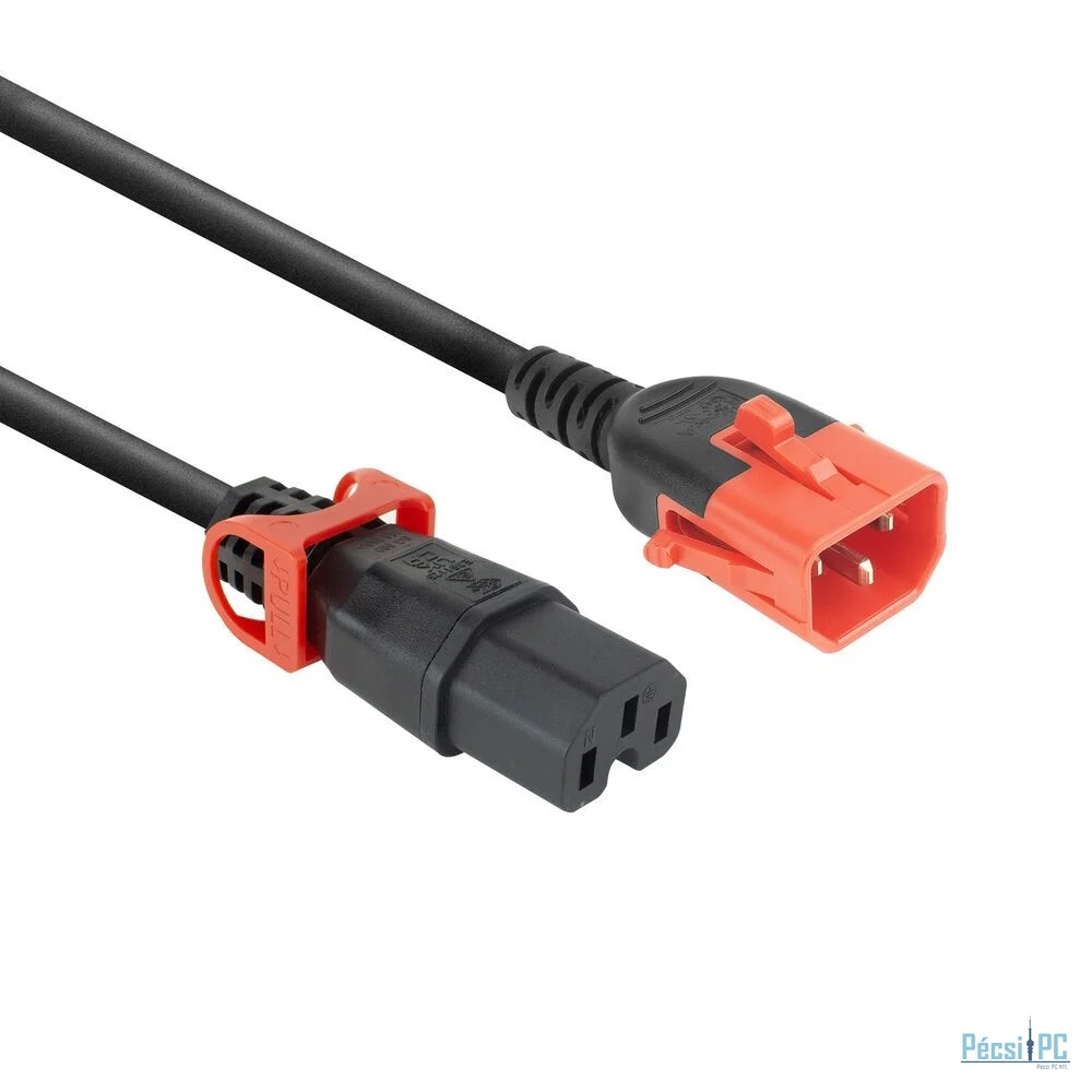 ACT PL0042 Powercord C14 IEC Lock+ Dual Locking - C15 IEC Lock+ 2m Black