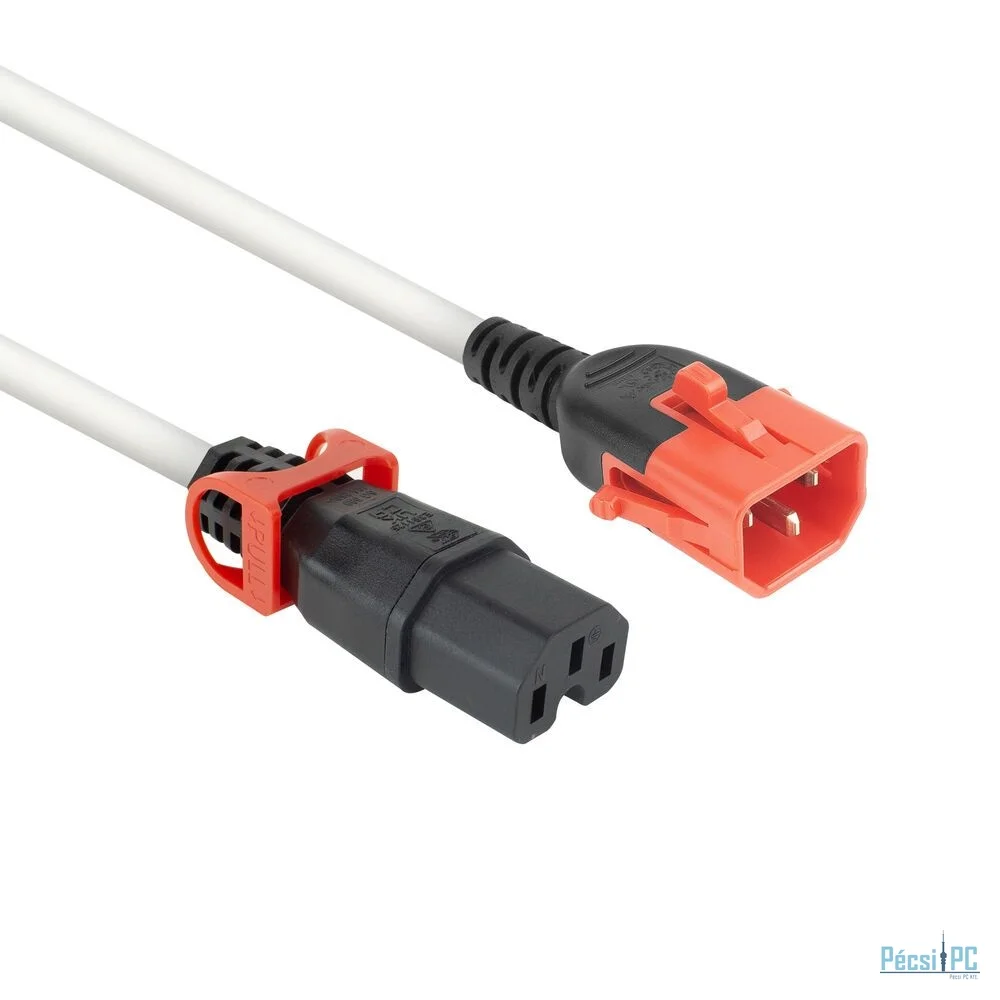 ACT PL0053 Powercord C14 IEC Lock+ Dual Locking - C15 IEC Lock+ 3m White