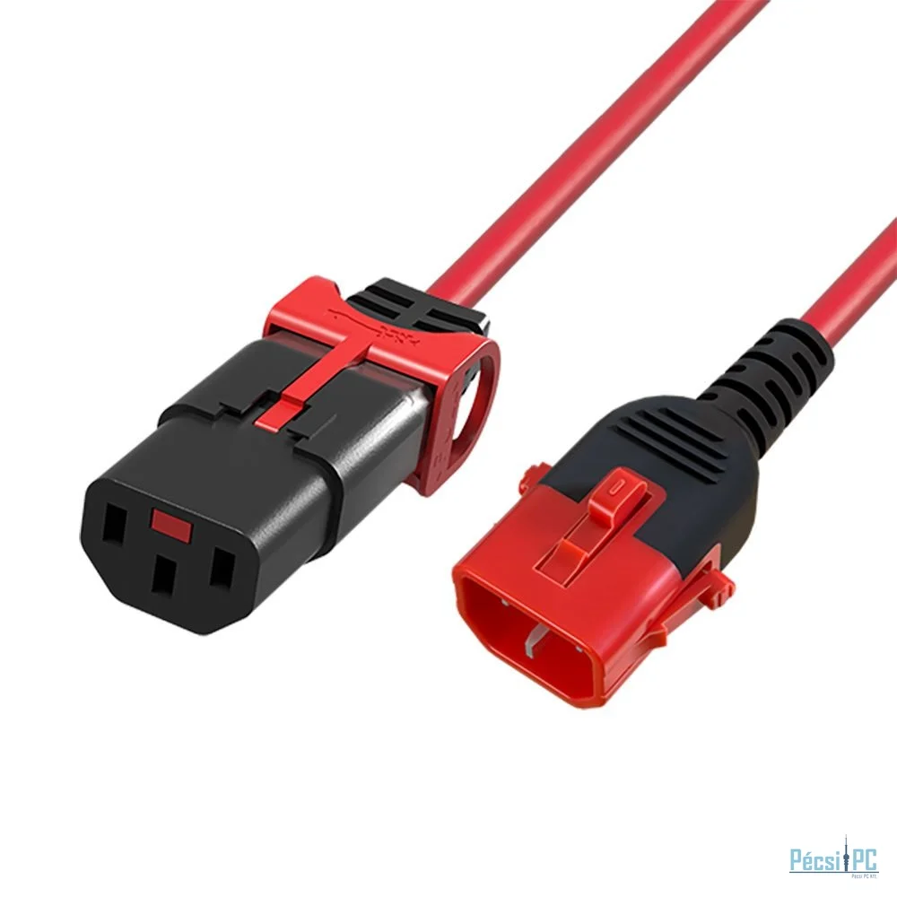 ACT Powercord C13 IEC Lock+ - C14 IEC Lock Dual Locking 1m Red