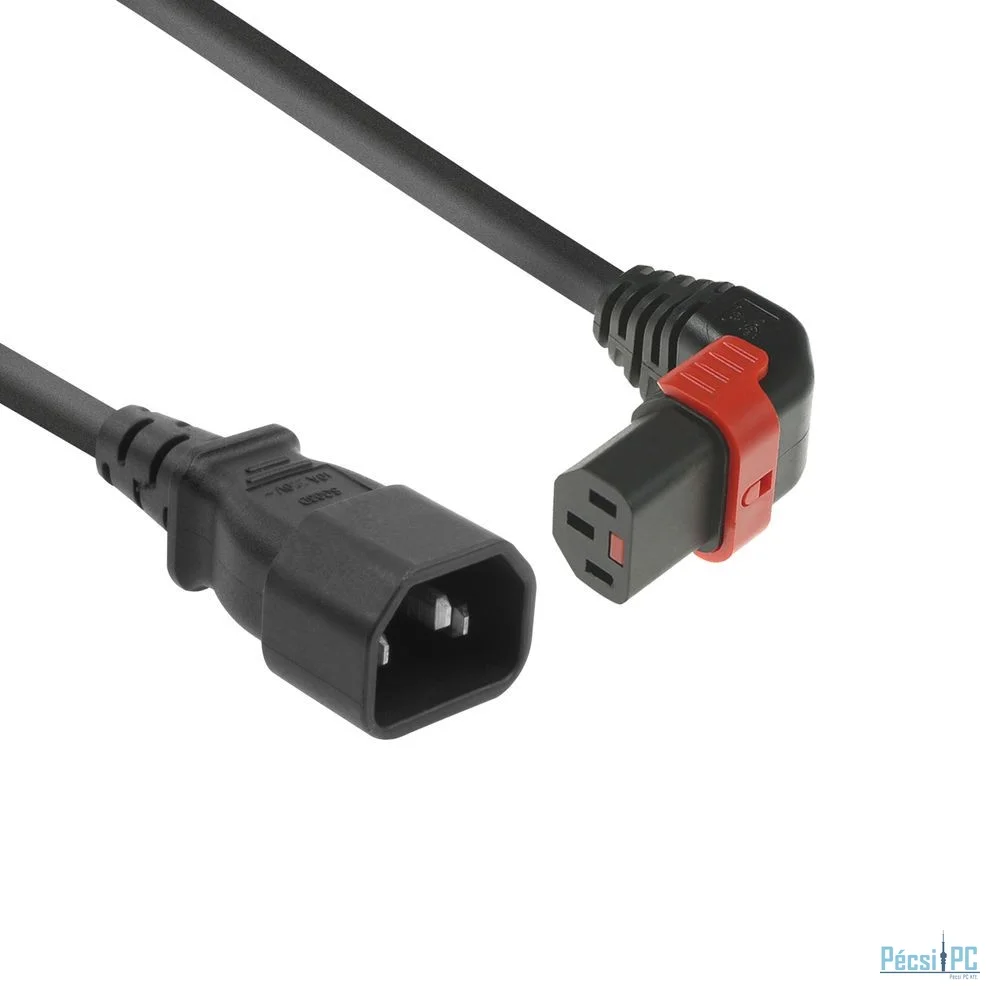 ACT Powercord C14 - C13 IEC Lock (up angled) 3m Black