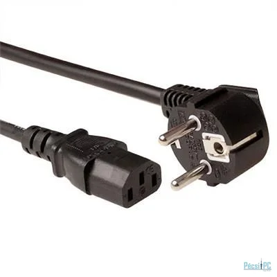 ACT Powercord LSZH mains connector Schuko CEE 7/7 male (angled) - C13 IEC 60320 2,5m Black