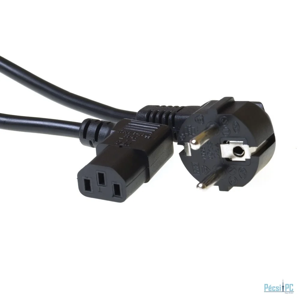 ACT Powercord mains connector Schuko CEE 7/7 male (angled) - C13 (angled) IEC 60320 2m Black