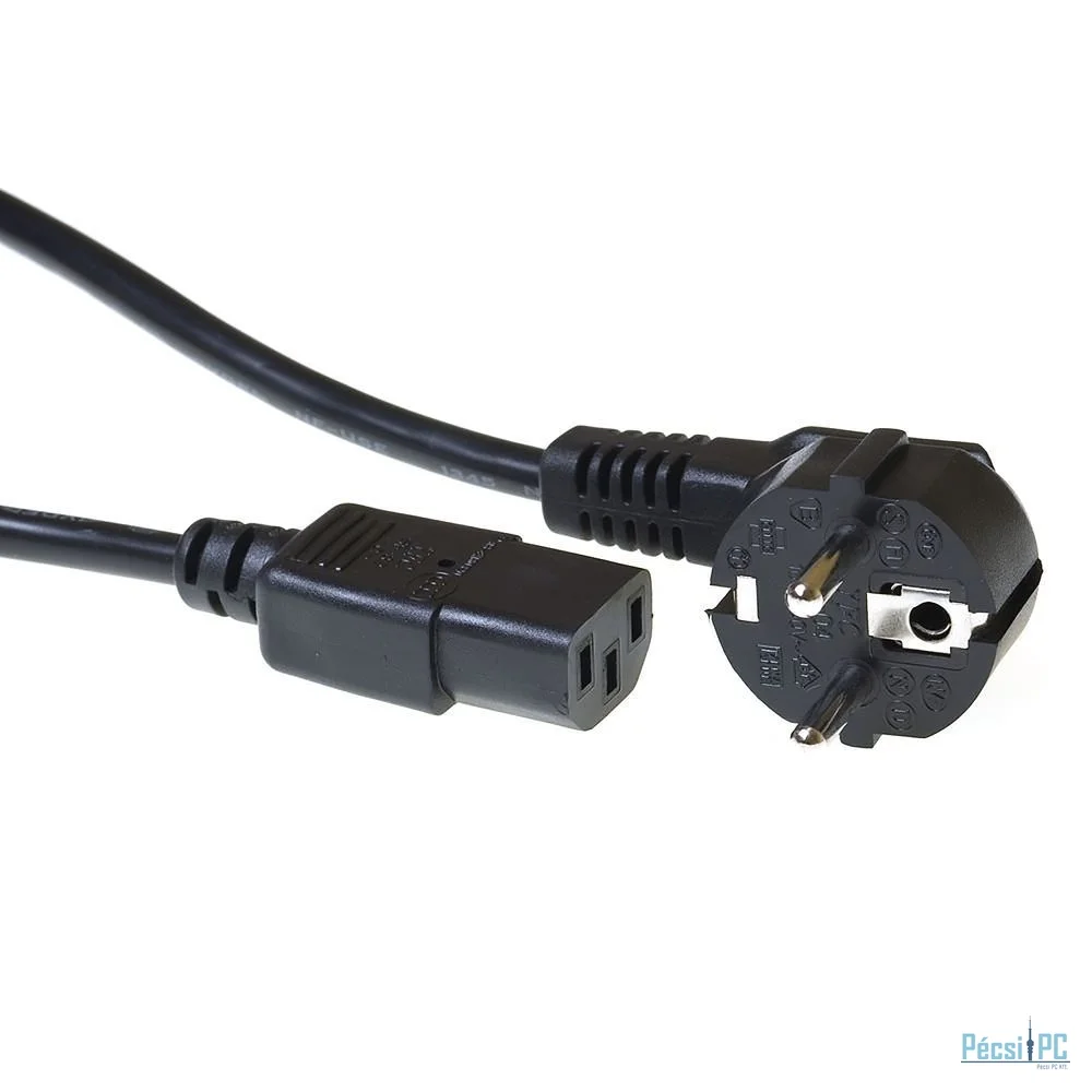 ACT Powercord mains connector Schuko CEE 7/7 male (angled) - C13 IEC 60320 0,5m Black