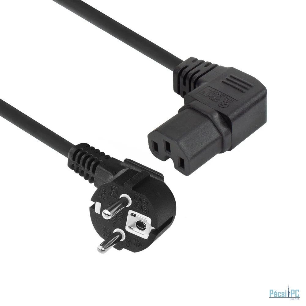 ACT Powercord mains connector Schuko CEE 7/7 male (angled) - C15 (angled left) IEC 60320 1,5m Black