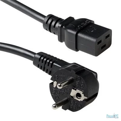 ACT Powercord mains connector Schuko CEE 7/7 male (angled) - C19 IEC 60320 0,6m Black