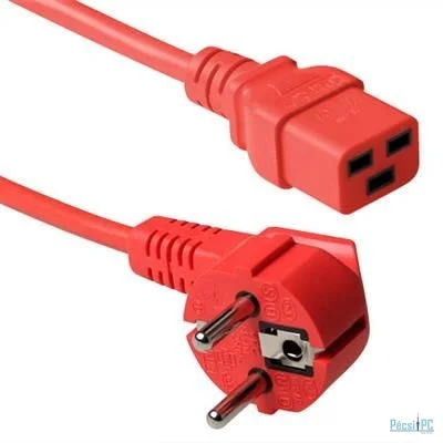 ACT Powercord mains connector Schuko CEE 7/7 male (angled) - C19 IEC 60320 1,8m Red