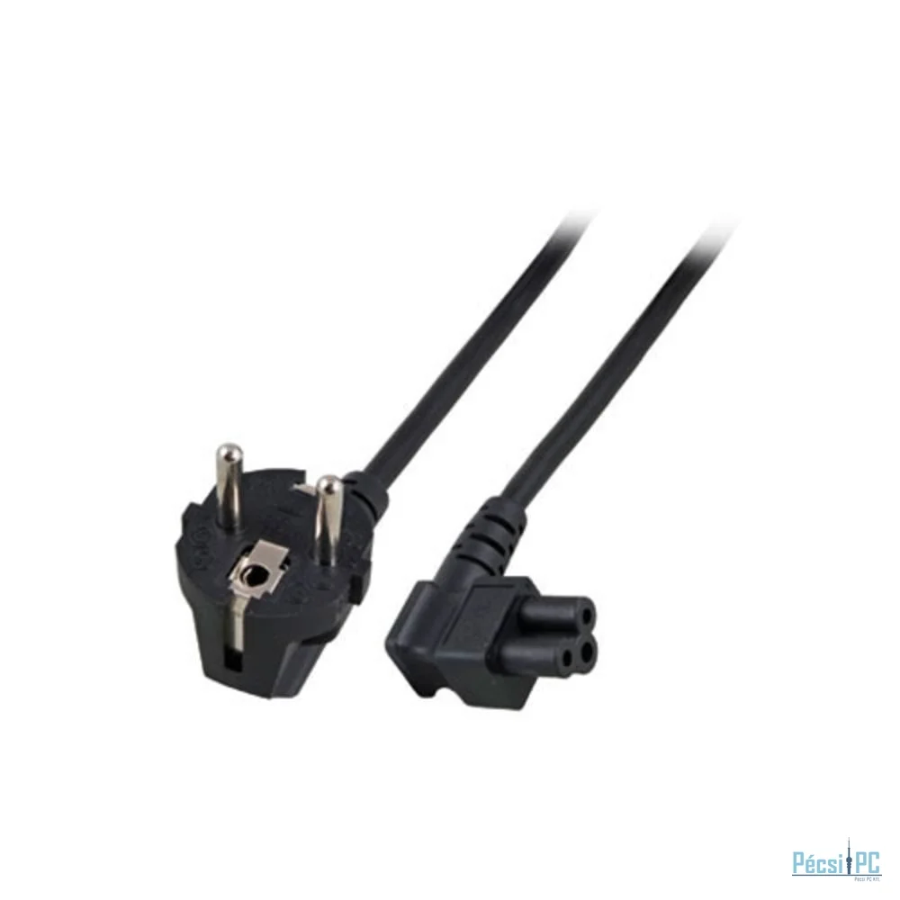 ACT Powercord mains connector Schuko CEE 7/7 male (angled) - C5 (angled) IEC 1m Black