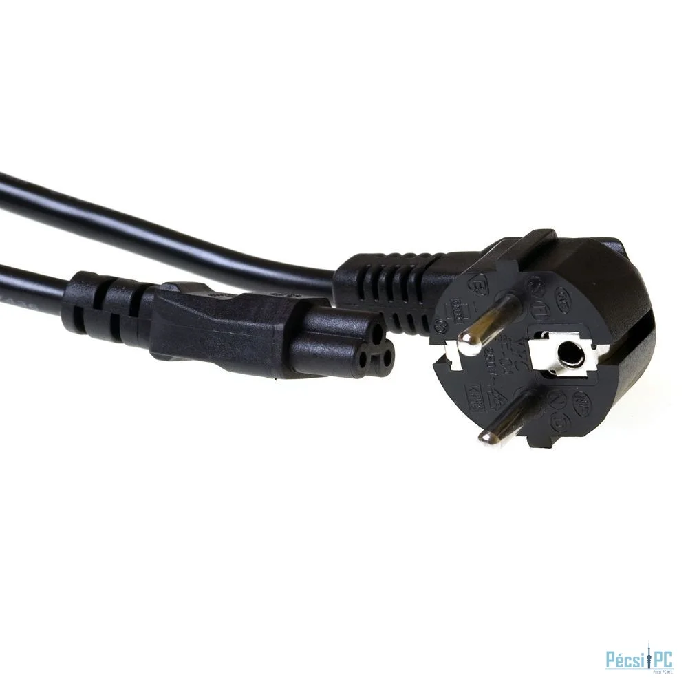 ACT Powercord mains connector Schuko CEE 7/7 male (angled) - C5 IEC 2m Black