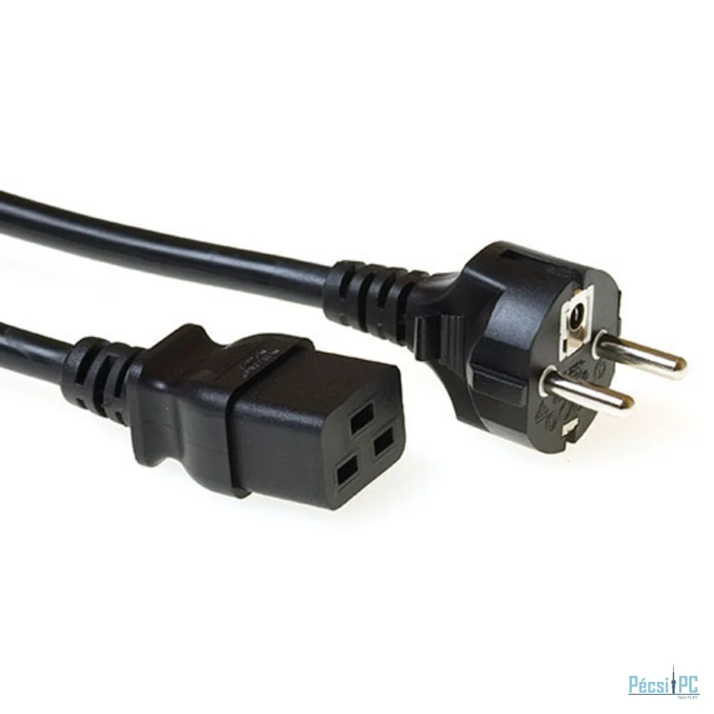 ACT Powercord mains connector Schuko CEE 7/7 male (straight) - C13 IEC 1,5m Black