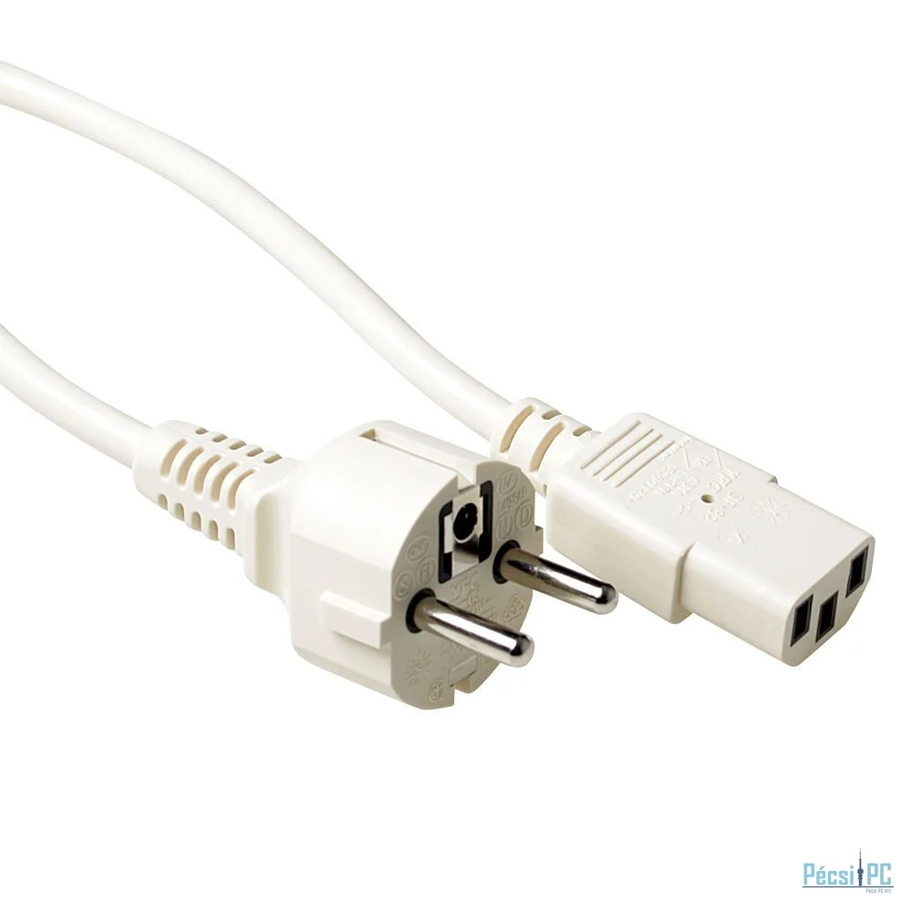 ACT Powercord mains connector Schuko CEE 7/7 male (straight) - C13 IEC 2,5m Ivory