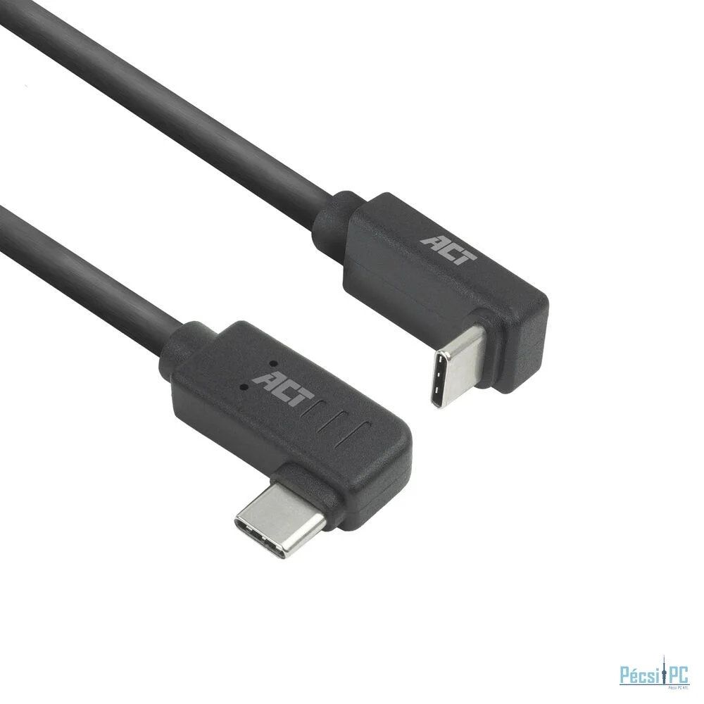 ACT USB 3.0 60W USB Type-C (left/right angled) to USB Type-C (up/down angled) Cable 1m Black