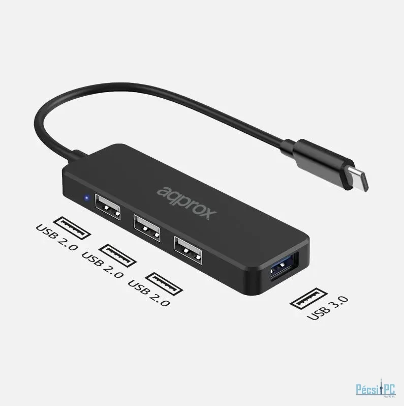 Approx APPC48V2 USB Type-C Hub Adapter 3-Port USB 2.0 + 1 Port USB 3.0