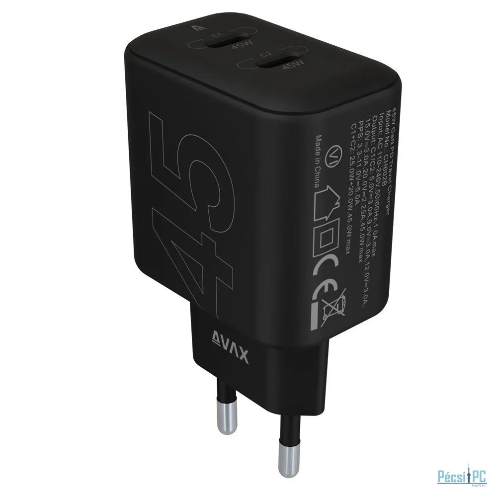 Avax CH602B Speedy 45W GaN Fast Charger Black