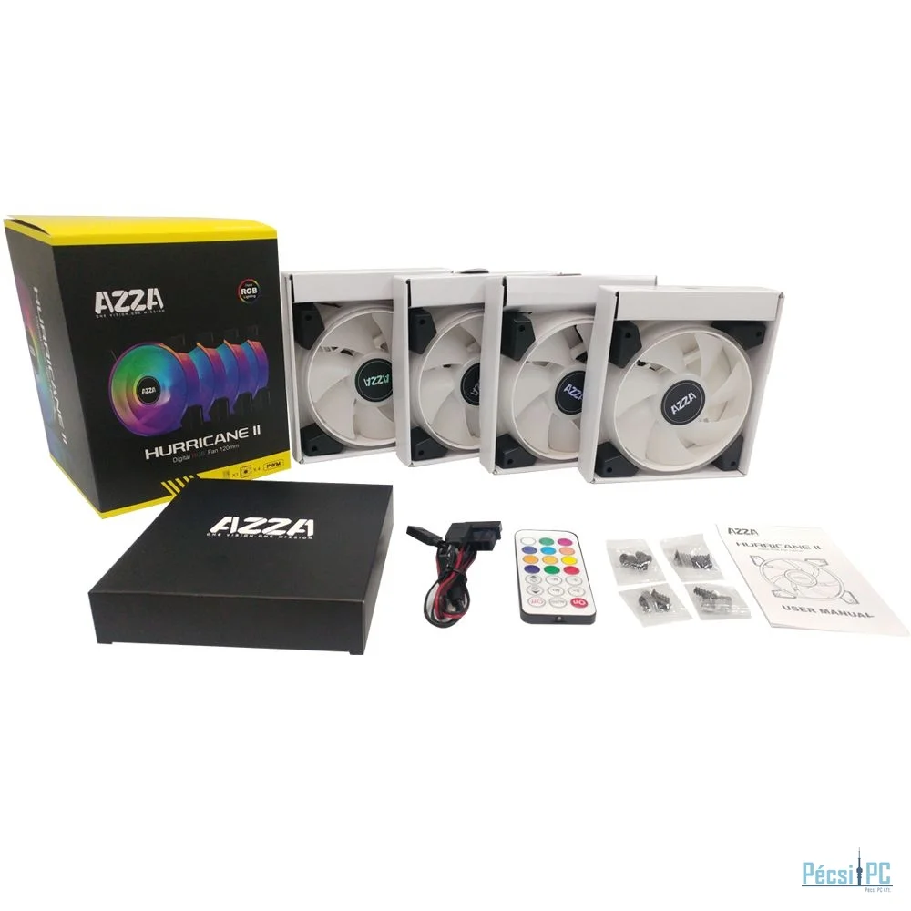 AZZA Hurricane II Digital RGB Fan 4x120mm + RF Remote control