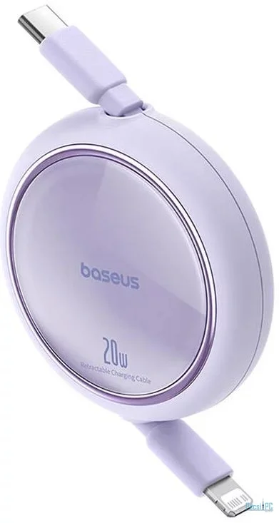 Baseus Free2Pull Expandable USB C to iP Ligtning 20W fast charging cable 1m Purple