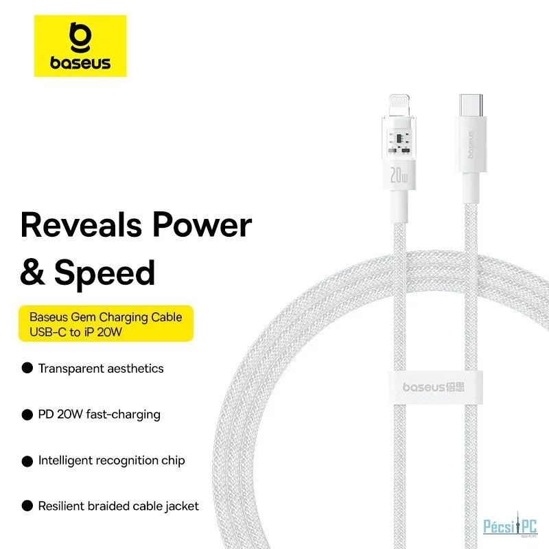 Baseus Gem Series 20W Type-C to Lighting Fast Charging Data cable 1m White