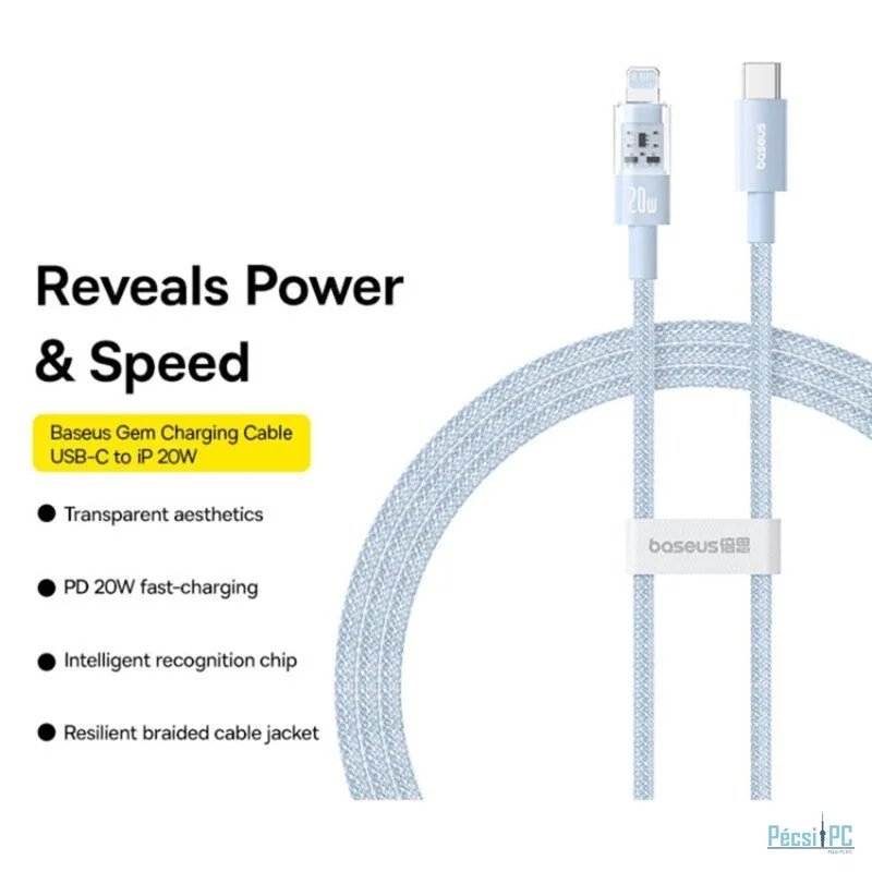 Baseus Gem USB-C to iP lightning fast charging cable 20W 1m Blue