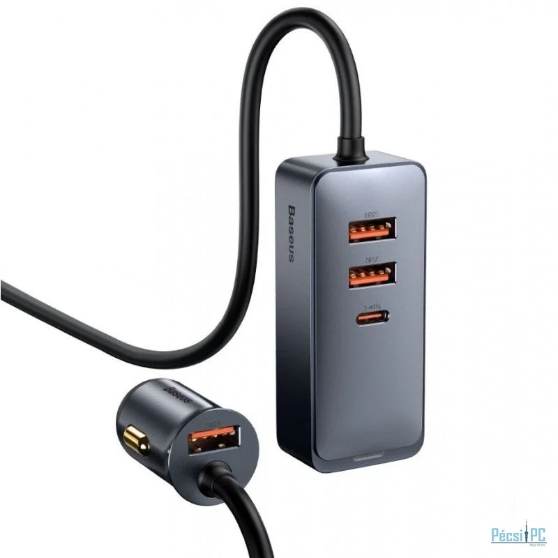 Baseus Share Together autós töltő hosszabbítóval 3x USB USB-C 120W Grey