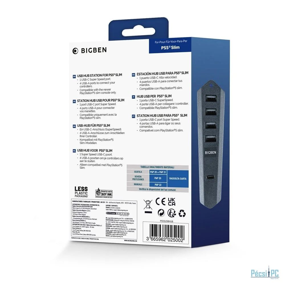 Bigben Interactive PS5 Slim konzolokhoz USB Hub Black