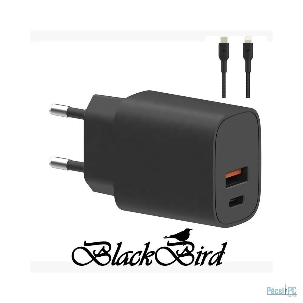 BlackBird T131 Hálózati Adapter + Lightning kábel 1m Black
