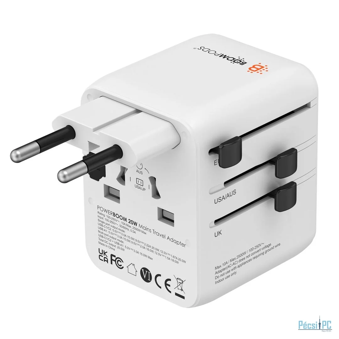 Boompods Travel POWERBOOM Worldwide Mains Charger