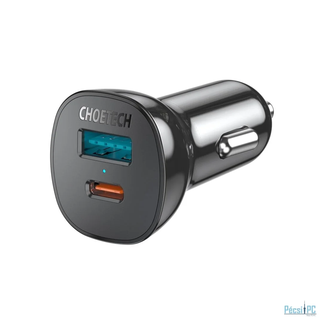Choetech  TC0005 38W Dual-Port Car Charger PD 20W Fast Charging with PD3.0 & QC3.0 Black