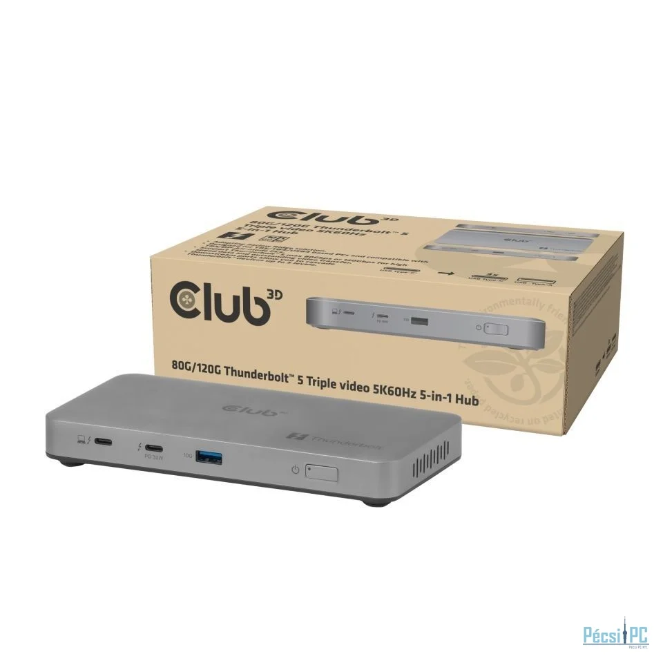 Club3D 5-1 Thunderbolt 5 Hub Triple video 5K60Hz Thunderbolt Share Certified 180W