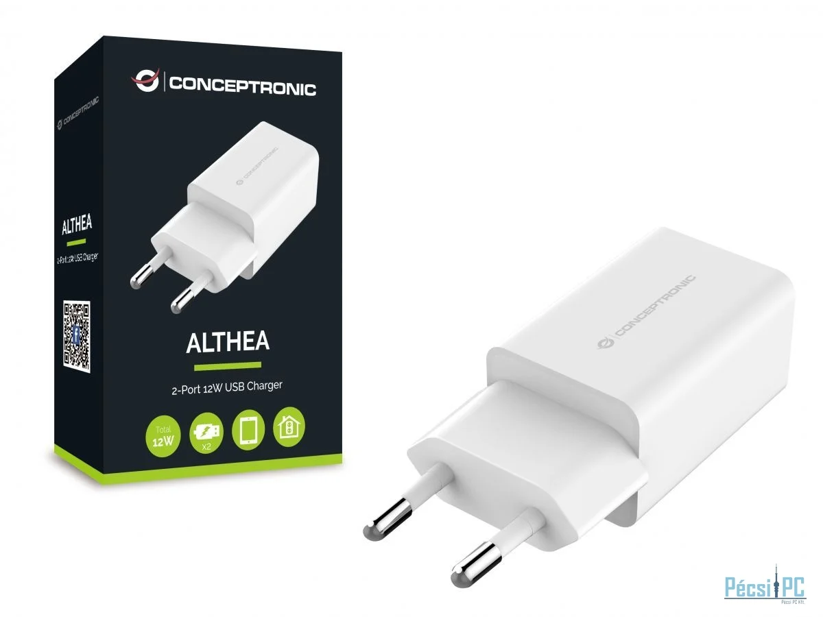 Conceptronic  ALTHEA06W 2-Port 12W USB Charger Adapter White