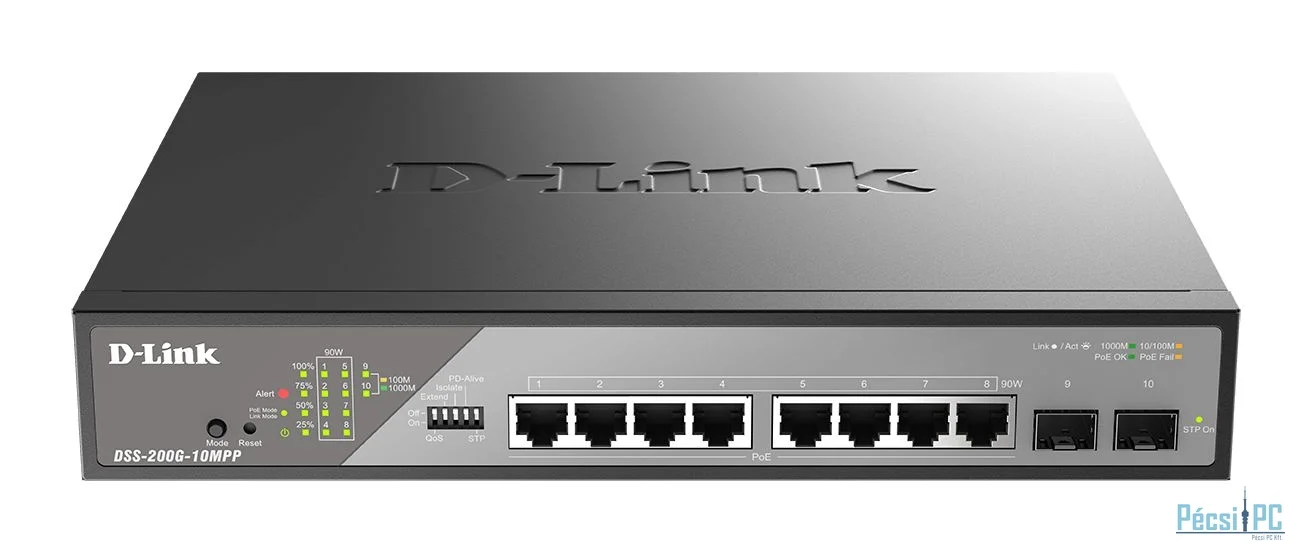 D-Link DSS-200G-10MPP 8-Port 10/100/1000 PoE Gigabit Ethernet Surveillance Switch