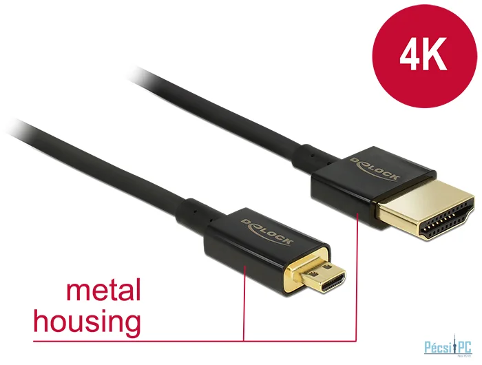 DeLock Cable High Speed HDMI with Ethernet - HDMI-A male > HDMI Micro-D male 3D 4K 4.5m Active Slim High Q