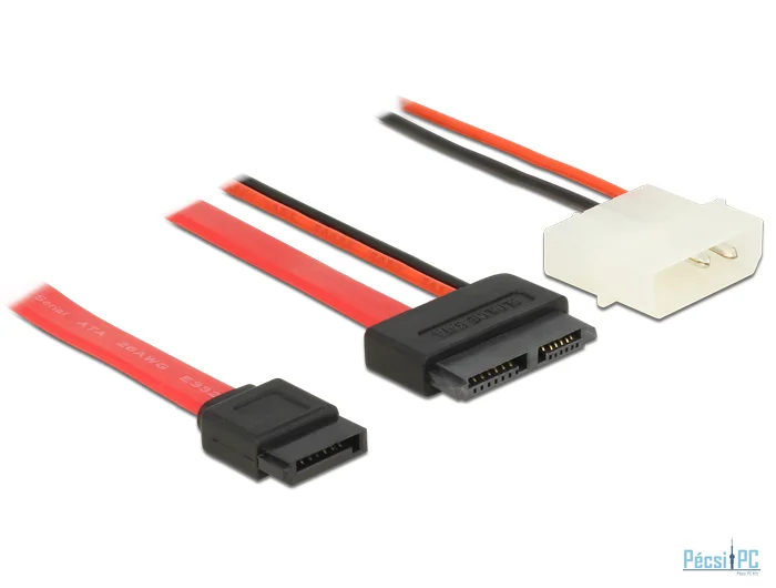 DeLock Cable SATA 6 Gb/s 7 pin receptacle + 4 pin power plug (5 V) > Slim SATA 13 pin receptacle 50cm