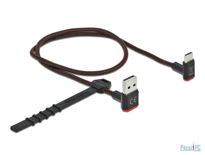 DeLock EASY-USB 2.0 Cable Type-A male to USB Type-C male angled up / down 0,5m Black
