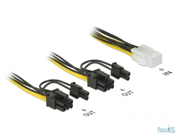 DeLock PCI Express power cable 6 pin female > 2x 8 pin male 15cm