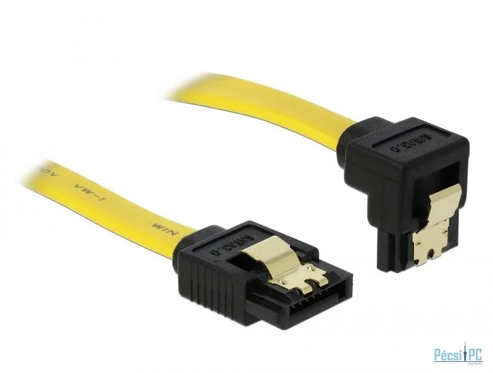 DeLock SATA 3 Gb/s Cable straight to downwards angled 10cm Yellow