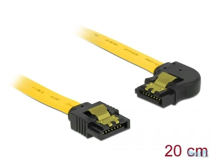 DeLock SATA 6 Gb/s Cable straight to left angled 20cm yellow