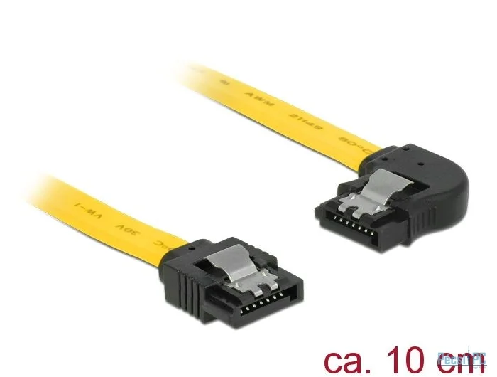 DeLock SATA 6 Gb/s male straight > SATA male left angled 10cm yellow metal cable