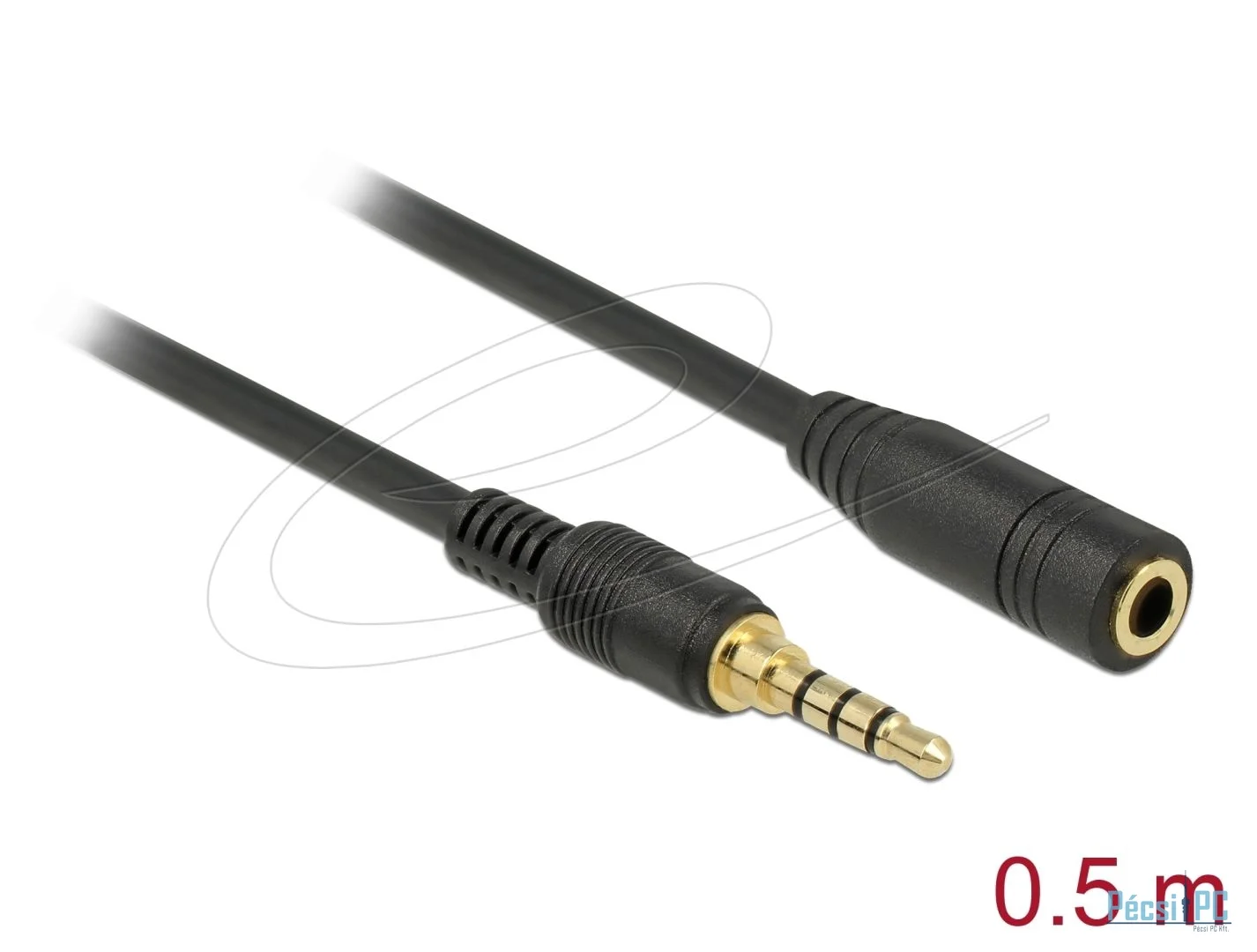 DeLock Stereo Jack Extension 3.5 mm 4 pin male to female cable 0,5m Black