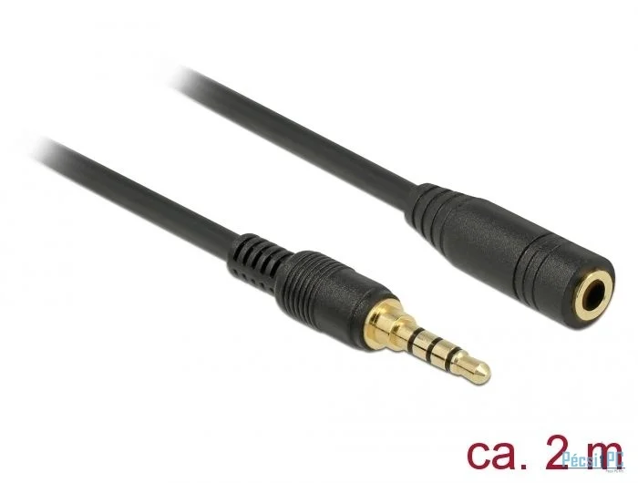 DeLock Stereo Jack Extension Cable 3.5mm 4 pin male to female 2m Black