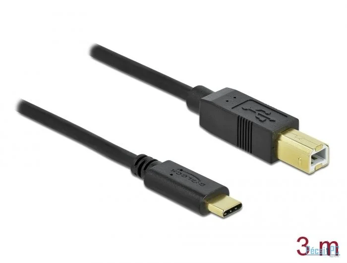 DeLock USB 2.0 cable Type-C to Type-B 3m Black